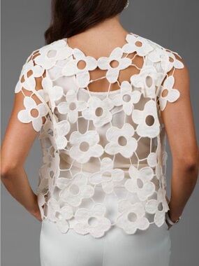 SAACHI Ivory Floral Cutout Blouse / Cover
Up